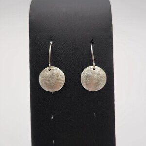 Sterling Silver Brushed Circle Dangle Earrings A2251